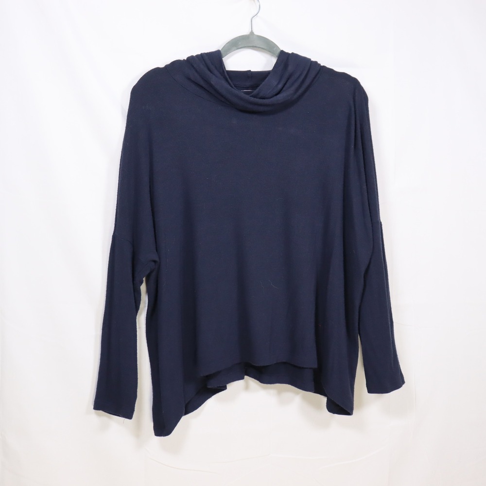 Sundry Cowl Neck Hoodie 1 Navy Blue Women Loungewear Casual Soft